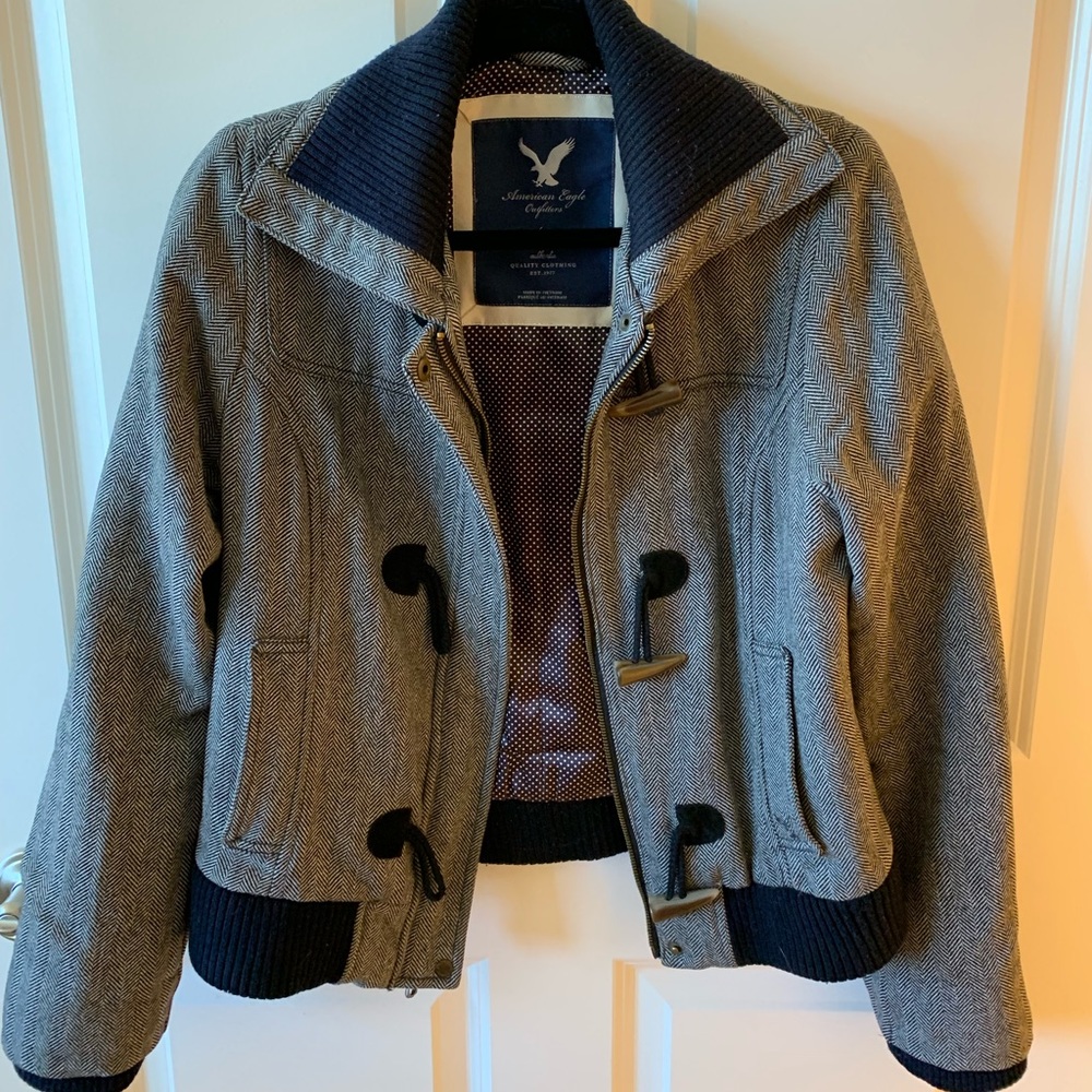 Black tweed American Eagle Coat
